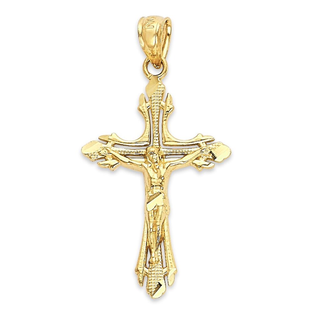 Solid 14k Gold Crucifix Pendant - Religious Jewelry for Her